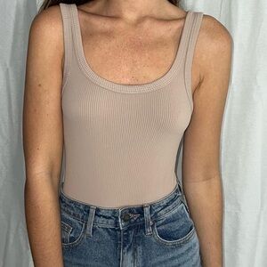 Essential Tan Ribbed Women’s Bodysuit